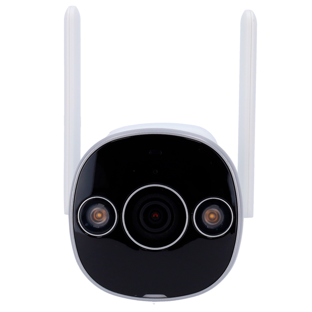 UNIARCH CÁMARA IP WIFI la cámara UV-UHO-B2D-M5F4D mostrando su construcción compacta, conexión inalámbrica WiFi, almacenamiento en microSD de hasta 128 GB y funciones de detección inteligente. Su modo de luz dual garantiza imágenes claras en color incluso en oscuridad total. Alta calidad con fácil instalación y bajo consumo