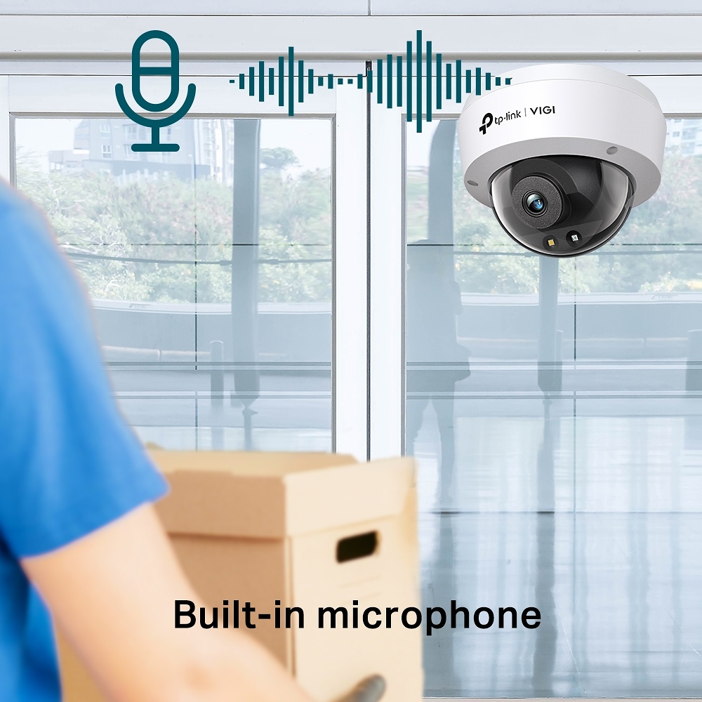 VIGI C240(4mm) | VIGI TP-LINK | Cámara IP Domo Full Color | 4 Mpx | Lente Fija 4 mm | Smart IR + luz blanca 30 metros | Incorpora micrófono y altavoz | Antivandálica 