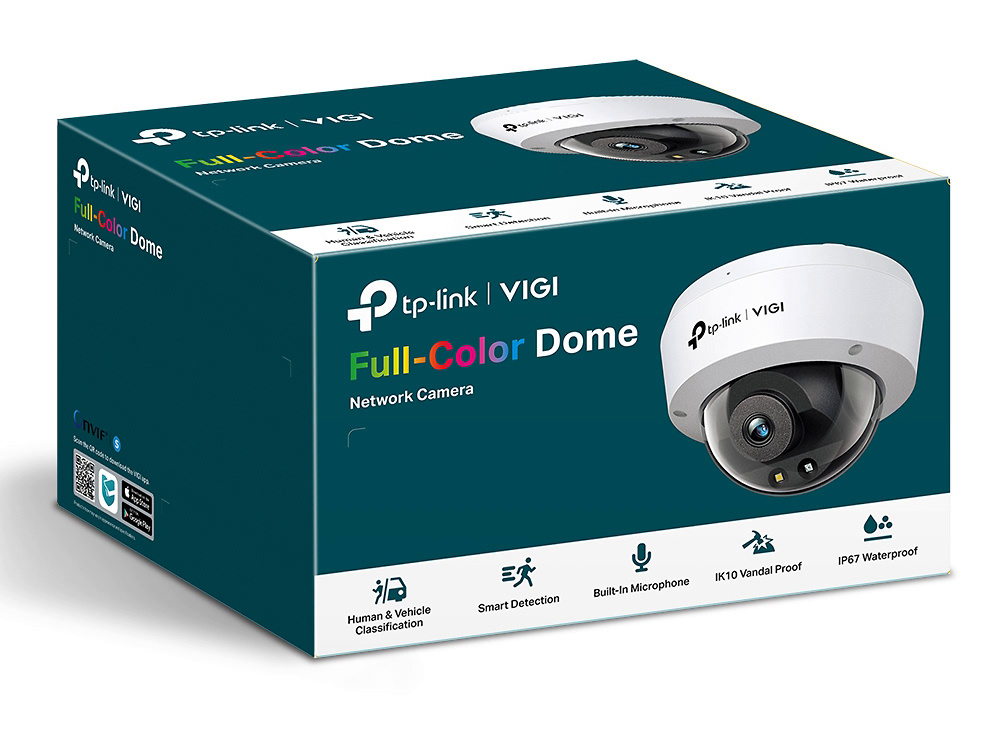 VIGI C240(4mm) | VIGI TP-LINK | Cámara IP Domo Full Color | 4 Mpx | Lente Fija 4 mm | Smart IR + luz blanca 30 metros | Incorpora micrófono y altavoz | Antivandálica 