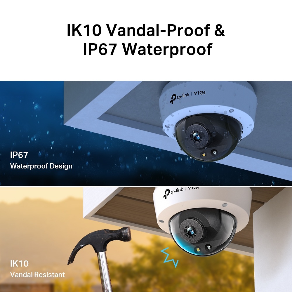 VIGI C240(4mm) | VIGI TP-LINK | Cámara IP Domo Full Color | 4 Mpx | Lente Fija 4 mm | Smart IR + luz blanca 30 metros | Incorpora micrófono y altavoz | Antivandálica 