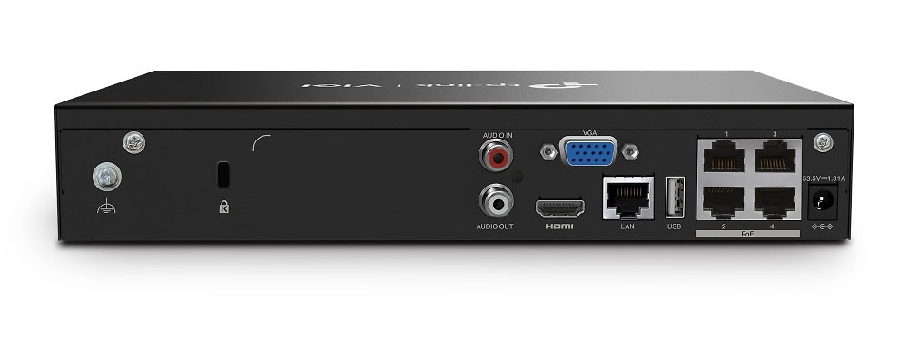VIGI NVR1004H-4P | VIGI TP-LINK | Grabador NVR de 4 canales con 4 PoE+ | 80/60Mbps de entrada/salida 