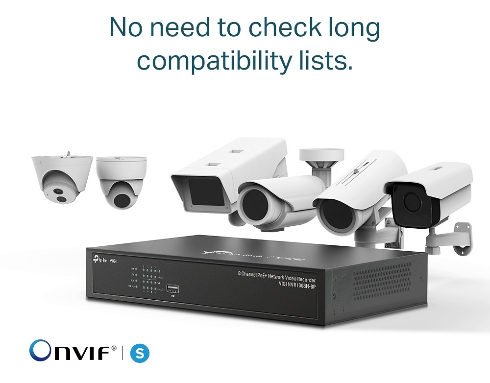 VIGI NVR1008H-8P | VIGI TP-LINK | Grabador NVR de 8 canales con 8 PoE+ | 80/60Mbps de entrada/salida 