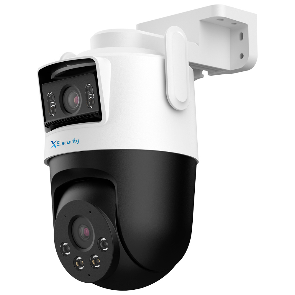 XS-IPP5D-5EW-DL-TANDEM  |  X-SECURITY  -   Domo motorizado IP Doble Lente (Panorámica 5Mpx + PTZ 5Mpx)  |  Lente PT 6mm  |  Lente Panorámica 2,8 mm  |  Dual Light 50 m