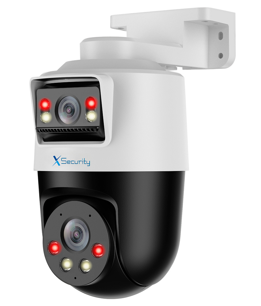 XS-IPPT430-2P-SL-TANDEM | X-SECURITY - Domo motorizado IP Doble Lente (Panorámica 2Mpx + PTZ 2Mpx) | Lente PT 4mm | Lente Panorámica 4 mm | Dual Light 30 m 