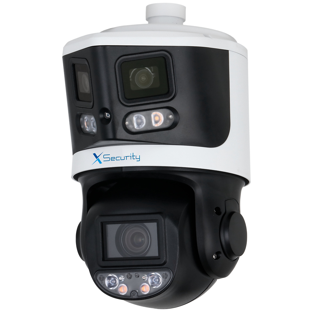 XS-IPSD5510TA-8P-TIOC-TANDEM  |  X-SECURITY  -   Domo motorizado IP Doble Lente (Panorámica 8Mpx + PTZ 4Mpx)  |  4 Mpx  |  Lente PTZ 4~40 mm | 10X  |  Lente panorámica 2.8 mm  |  Dual Light 70 metros