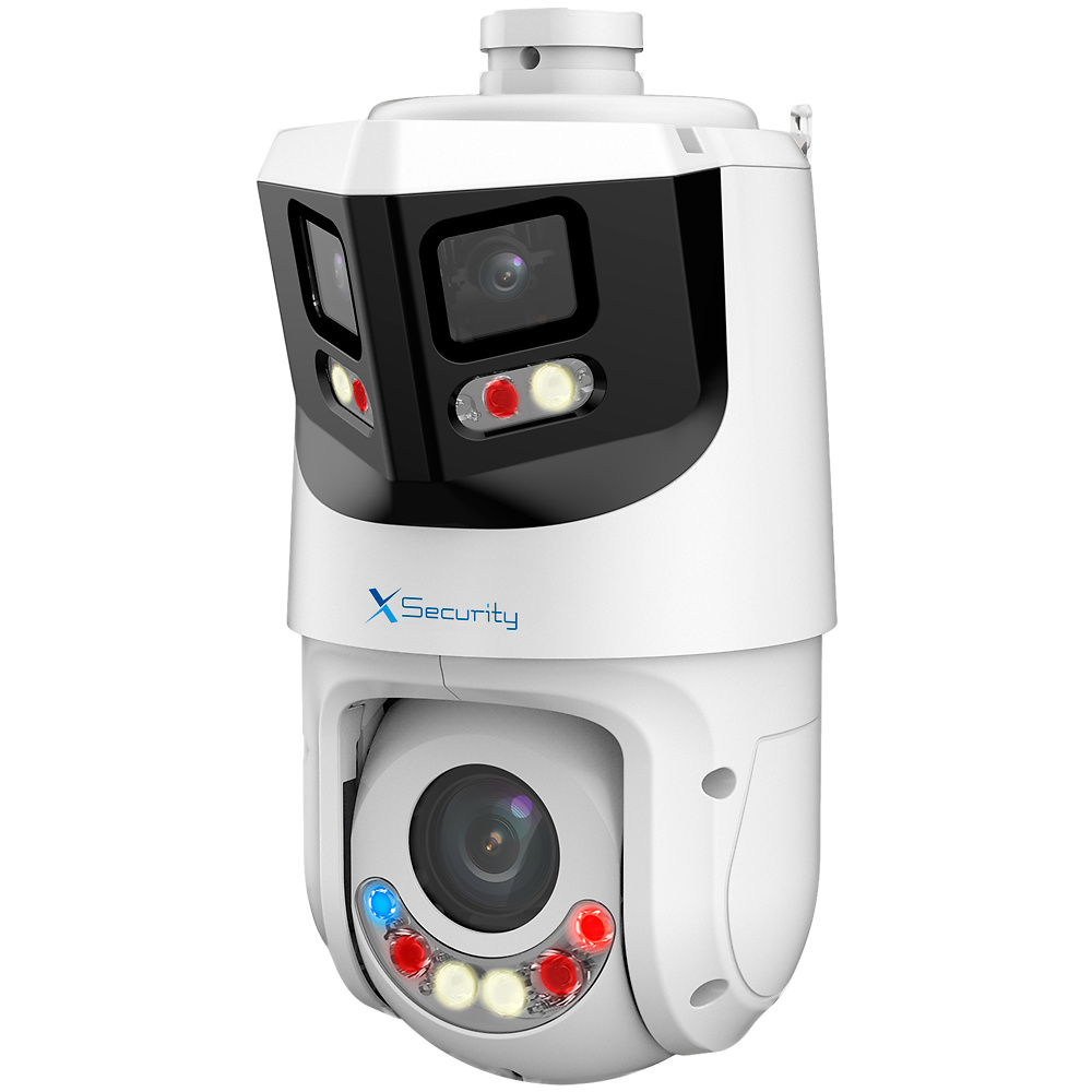 XS-IPSD6325TA-8P-TIOC-TANDEM  |  X-SECURITY  -   Domo motorizado IP Doble Lente (Panorámica 8Mpx + PTZ 4Mpx)  |  Zoom 25x  |  Lente panorámica 2.8 mm  |  Dual Light 100 m