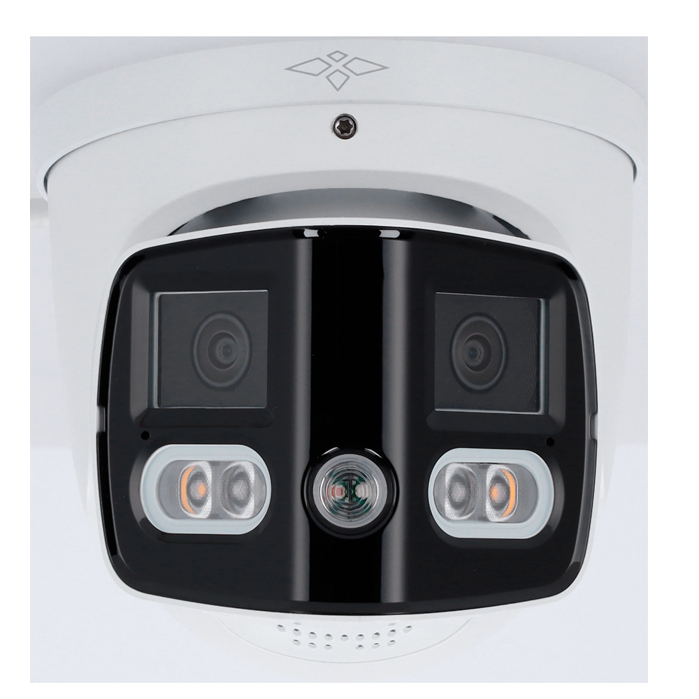 X-SECURITY Doble Lente Diseño robusto de la cámara XS-IPT180A-8U-PAN-TIOC con doble sensor y funciones avanzadas como búsqueda inteligente, detección por IA, altavoz y micrófono integrados. Montaje fácil para instalaciones exigentes, visión panorámica, compresión H.265 y compatible con PoE. Ideal para entornos comerciales o industriales