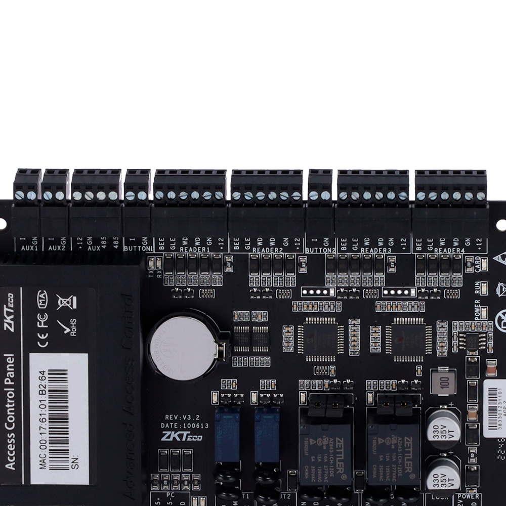 ZK-C3-200PRO | ZKTeco - Controladora de Accesos RFID | Entrada de 2 pulsadores | 2 sensores de puerta | 2 entradas auxiliares 