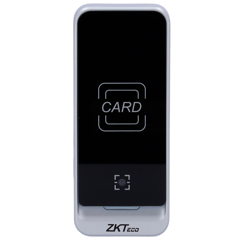 Terminal ZkTeco Vista frontal del ZK-QR600-V-EM, mostrando su diseño compacto y resistente con carcasa metálica y grado de protección IP65