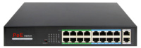 SW1816POE-160-E  |  Swicht PoE de 16 puertos RJ45 + 2 RJ45 Uplink  |  16x 10/100Mbps + 2x 10/100/1000Mbps  |  16 Puertos PoE 802.3af/at hasta 30W por puerto