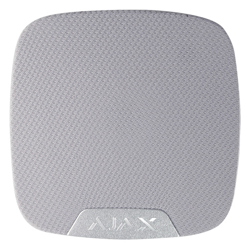 aj-homesiren-w-diseño Imagen destacada del diseño compacto de la sirena AJ-HOMESIREN-W con acabado blanco, perfecta para integrarse visualmente en interiores modernos sin afectar la decoración