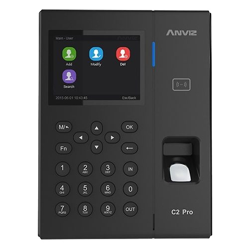 C2PRO-DUAL | ANVIZ - Control de Accesos y Presencia | Identificación por tarjeta EM 125KhZ / MF 13,56MhZ , huella dactilar, usuario, contraseña y/o combinaciones | PoE 