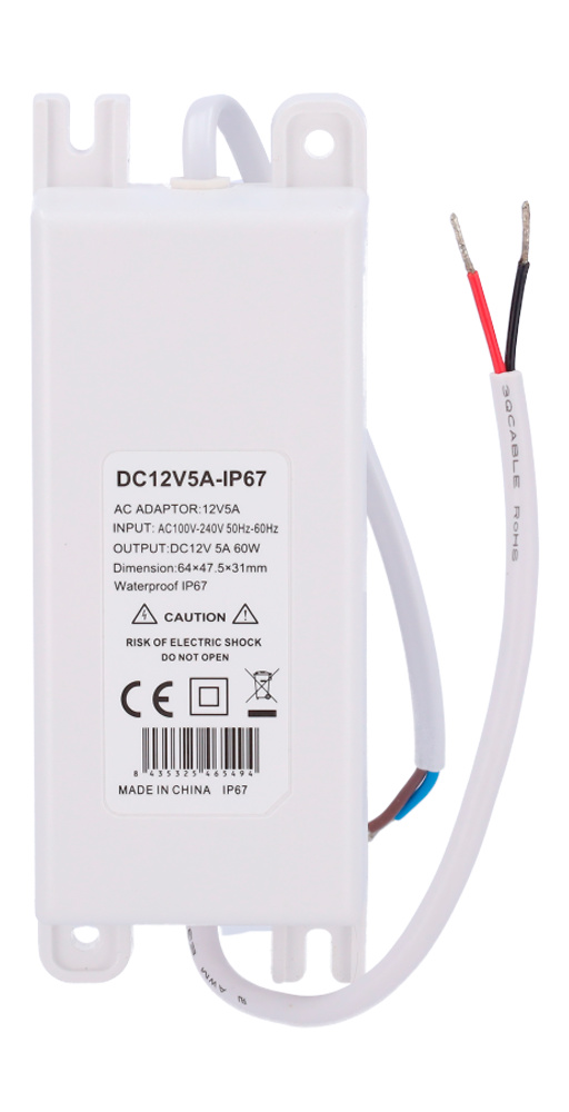 DC12V5A-IP67  |  Alimentador 12V CC / 5A  |  Impermeable IP67