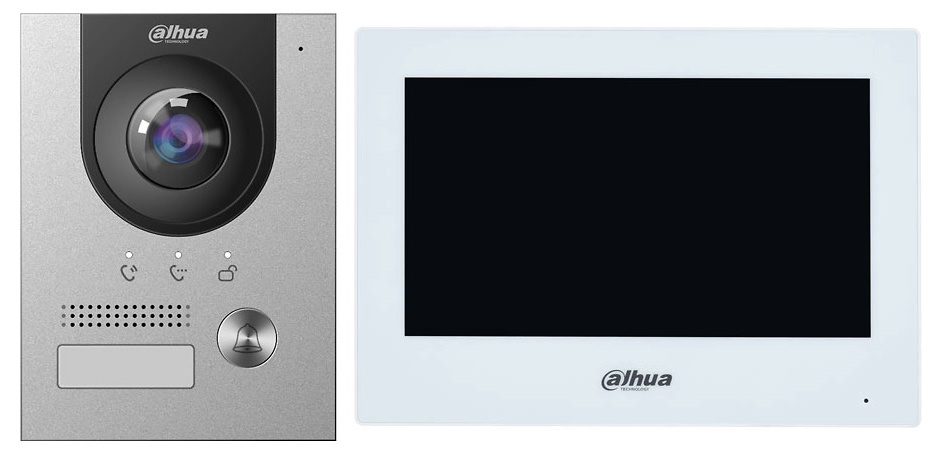DHI-KTD02(S)  |  DAHUA  -  Kit de Videoportero IP  a 2 Hilos (Monitor + Placa exterior + Accesorio para instalar en superficie)  |  Montaje en Superficie