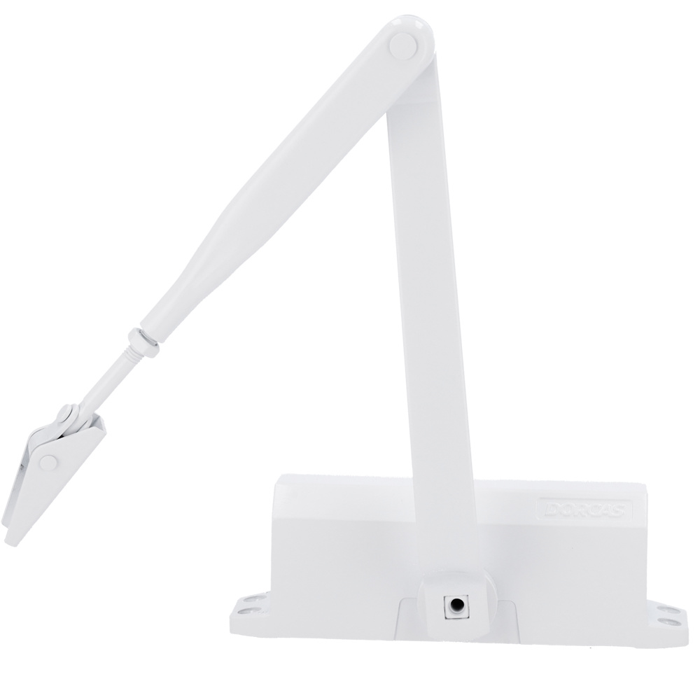 DR-D-22206/W | DORCAS Compra el cierrapuertas DORCAS DR-D-22206/W en nuestra tienda online. Este cierrapuertas hidráulico ofrece un control de cierre preciso y ajustable, adecuado para puertas de hasta 120 kg. Con fuerza ajustable EN 2-6, es ideal para aplicaciones residenciales y comerciales. Diseñado para durabilidad y rendimiento, cuenta con función de retención opcional y es fácil de instalar. Garantiza un cierre suave y seguro para tus puertas Disponible en tu tienda online de Videovigilancia y Seguridad electrónica www.ipcenter.es