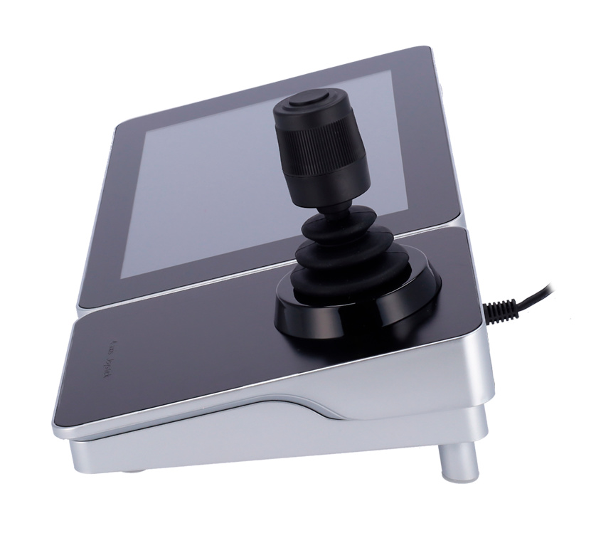 hikvision-ds-1600ki-joystick-control Detalle del joystick 4 Axis del Hikvision DS-1600KI(B), ideal para controlar domos PTZ con gran precisión en entornos de vigilancia avanzada