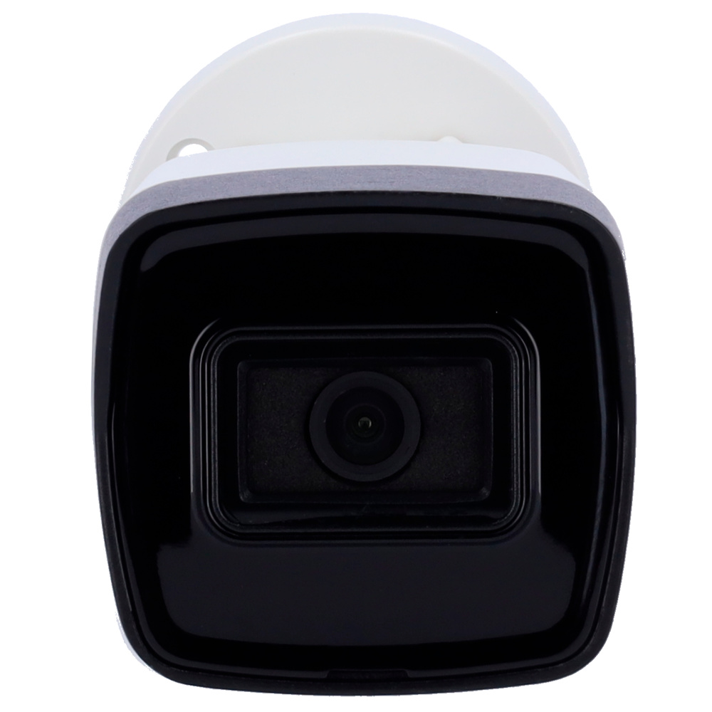 HIKVISION BULLET Cámara Hikvision DS-2CD1023G2-IUF(2.8mm) con EXIR IR 30m, detección inteligente y almacenamiento MicroSD hasta 256GB. Compatible con ONVIF y PoE (IEEE802.3af), ofrece audio integrado y resistencia IP67