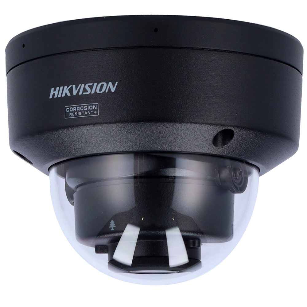 hikvision-ds-2cd2187g3-colorvu-detalle-microfono Detalle lateral donde se aprecia el micrófono dual y la sirena integrada. Este domo IP incluye Audio 2.0 mejorado para captación de sonido ambiente y disuasión activa mediante flash y alerta sonora