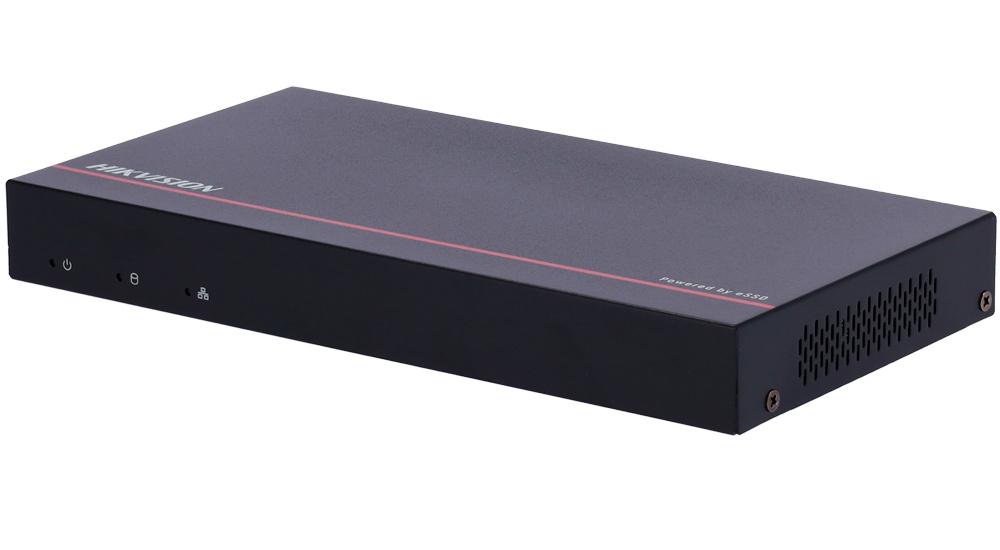 HIKVISION NVR Hikvision DS-E08NI-Q1/8P con 8 entradas PoE, ancho de banda de 60 Mbps, salida HDMI FullHD, grabación hasta 4 Mpx, acceso remoto multiplataforma, compresión avanzada H.265+ y SSD de 1 TB incluido para un rendimiento rápido, silencioso y duradero