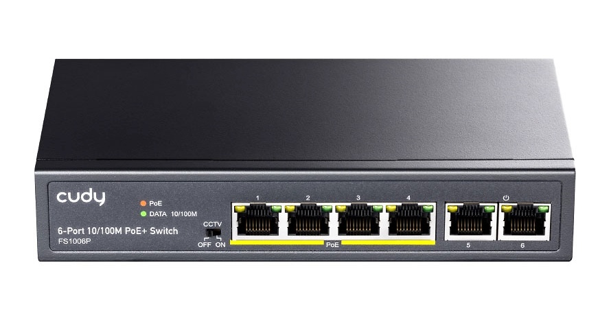 FS1006P  |  Switch PoE No Gestionable  |  Switch PoE+ de 6 puertos 10/100Mbps  |  Potencia 60W