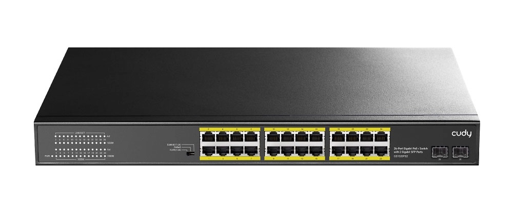 GS1028PS2 | Switch PoE No Gestionable | Switch PoE+ de 24 puertos Gigabit y 2 ranuras SFP | Potencia 300W 