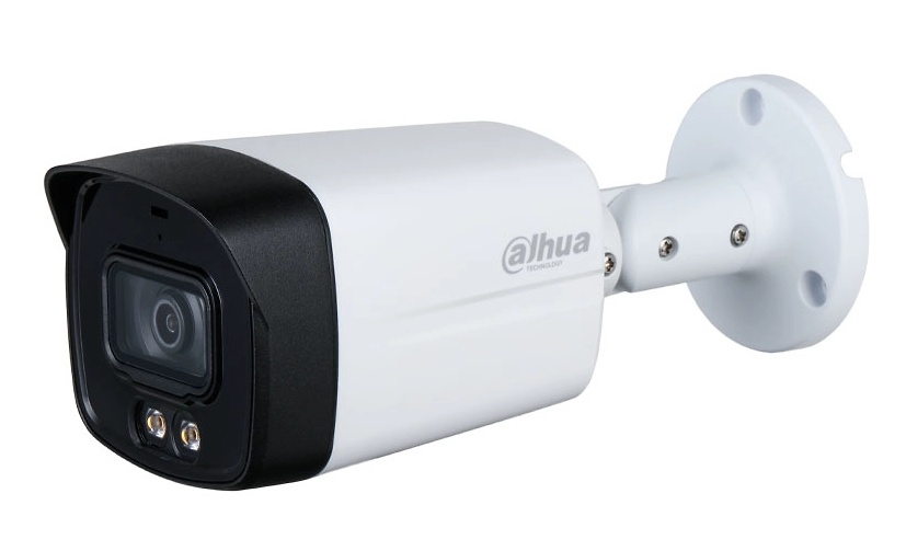 DAHUA SMART DUAL LIGHT Cámara Dahua HAC-HFW1500TLMP-IL-A-0280B-S2 con 5 Mpx, visión nocturna Smart Dual Light 40 m, óptica 2.8 mm, WDR digital y micrófono integrado. Protección IP67, 12V CC y compatibilidad 4 en 1