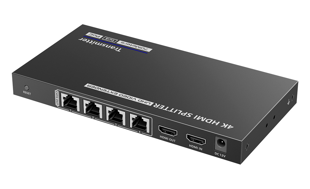 HDMI-SPL-1x4-4K30-CAT6 | Splitter-Extensor HDMI1x4 | 1 transmisor / 4 receptores | Alcance hasta 70m 