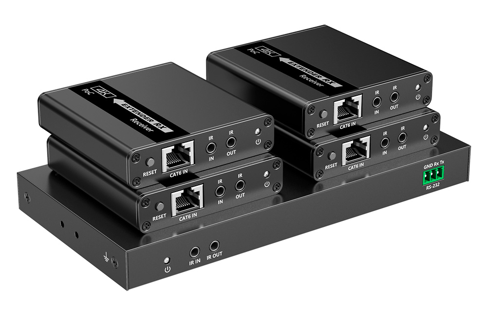 HDMI-SPL-1x4-4K30-CAT6 | Splitter-Extensor HDMI1x4 | 1 transmisor / 4 receptores | Alcance hasta 70m 