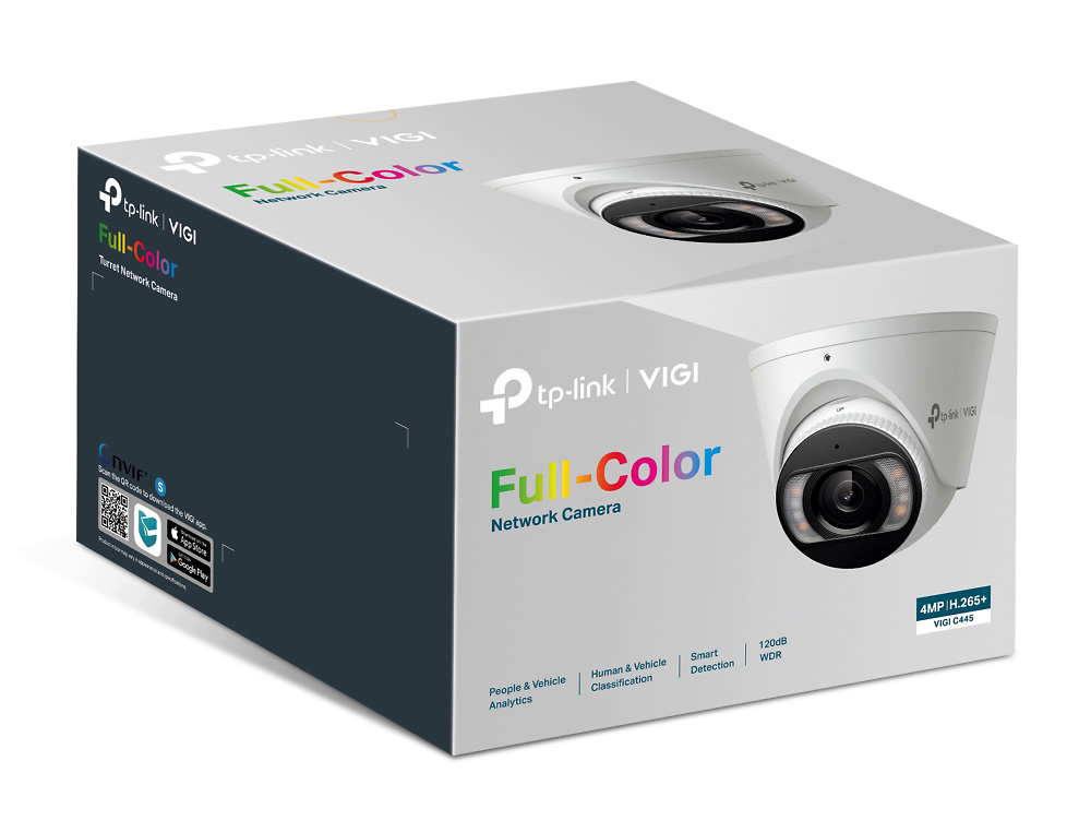 InSight S445(4mm) | VIGI TP-LINK | Domo IP TP-Link | 4 Mpx | Lente Fija 4 mm | Smart IR + luz blanca 30 metros | Disuasión activa con luz blanca intermitente y aviso sonoro 