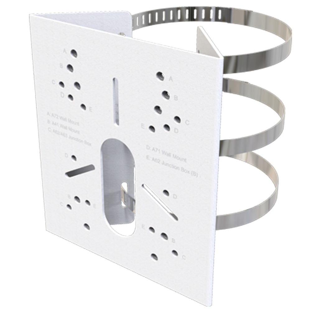 MS-A01 Soporte Milesight MS-A01 para mástil o farola. Fabricado en metal resistente, garantiza una instalación segura de cámaras de videovigilancia. Su diseño robusto y su color blanco lo hacen ideal para entornos urbanos y residenciales