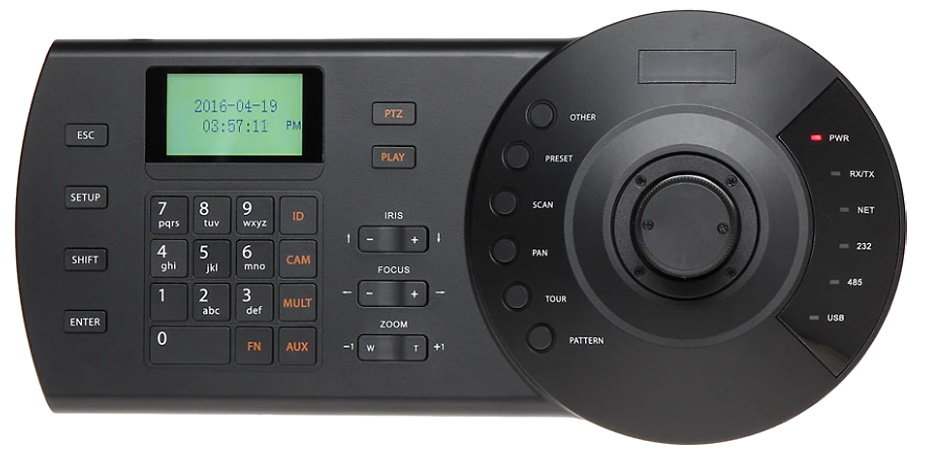 NKB1000-E | DAHUA - Teclado de control PTZ para cámaras motorizadas | Conexiones USB, RS232, RS485, RS422 y TCP/IP 