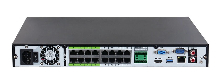 NVR5216-16P-EI | DAHUA - Grabador NVR IP WizSense | 16 Canales con Switch 16 puertos PoE+ | 384 Mbps 