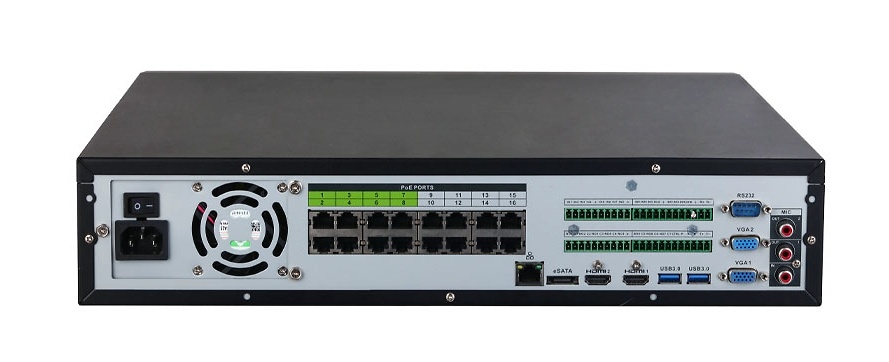NVR5464-16P-EI | DAHUA - Grabador NVR IP WizSense | 64 Canales con Switch 16 puertos PoE | 384 Mbps 