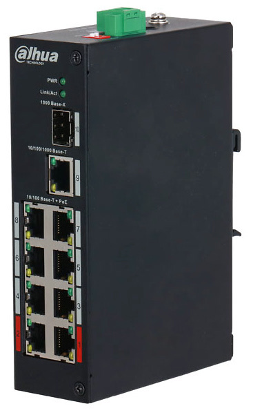 PFS3110-8ET-96-V2  |  DAHUA  -  Switch  PoE 8 puertos 100Mbps + 2 puertos combo Gigabit  |  Puertos PoE 1 y 2 admiten 90W