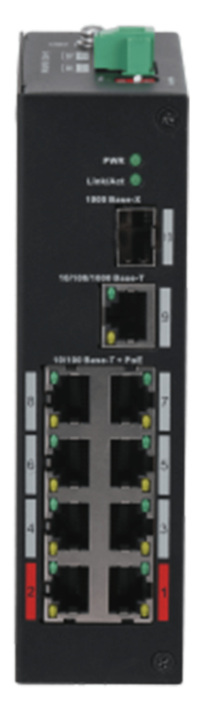 PFS3110-8ET-96-V2 | DAHUA - Switch PoE 8 puertos 100Mbps + 2 puertos combo Gigabit | Puertos PoE 1 y 2 admiten 90W 