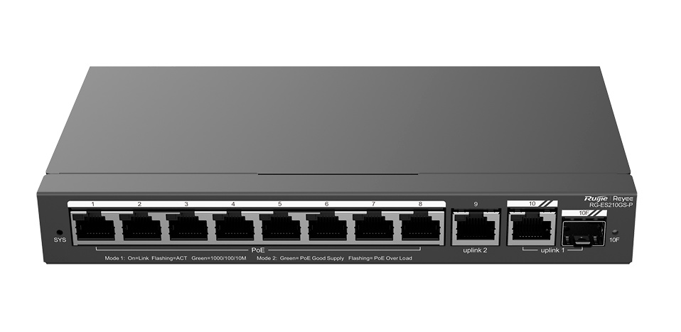 Switch de 8 puertos Poe + 1 Uplink Gestionable REYEE