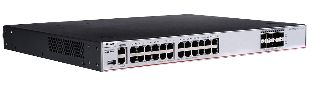 RG-S5760C-24GT8XS-X  |  RUIJIE  |   Switch Cloud Gestionable L3  |  24 puertos RJ45 Gigabit + 8 puertos SFP+ 10Gigabit