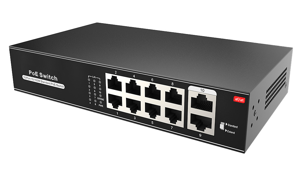 SW1008POE-100-E | Switch PoE No Gestionable | 8 puertos RJ45 10/100 Mbps + 2 Uplink RJ45 10/100 Mbps 