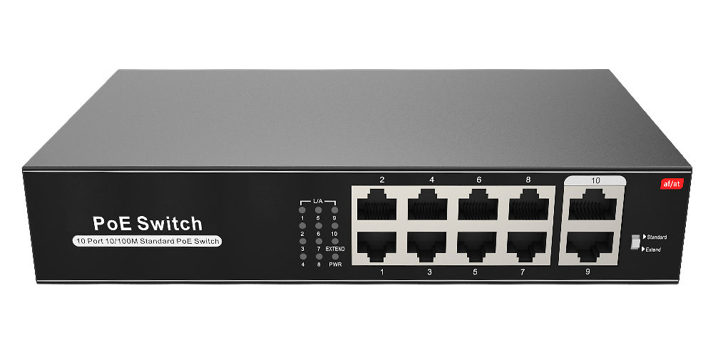 SW1008POE-100-E | Switch PoE No Gestionable | 8 puertos RJ45 10/100 Mbps + 2 Uplink RJ45 10/100 Mbps 