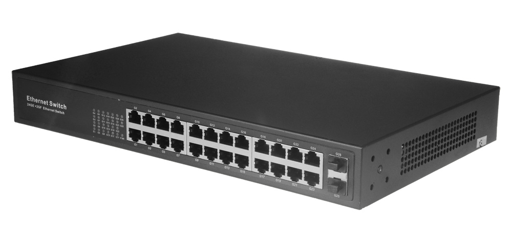 SW2624GT-2GF | Switch 24 puertos RJ45 + 2 SFP GIGA | 10/100/1000Mbps | No Gestionable 