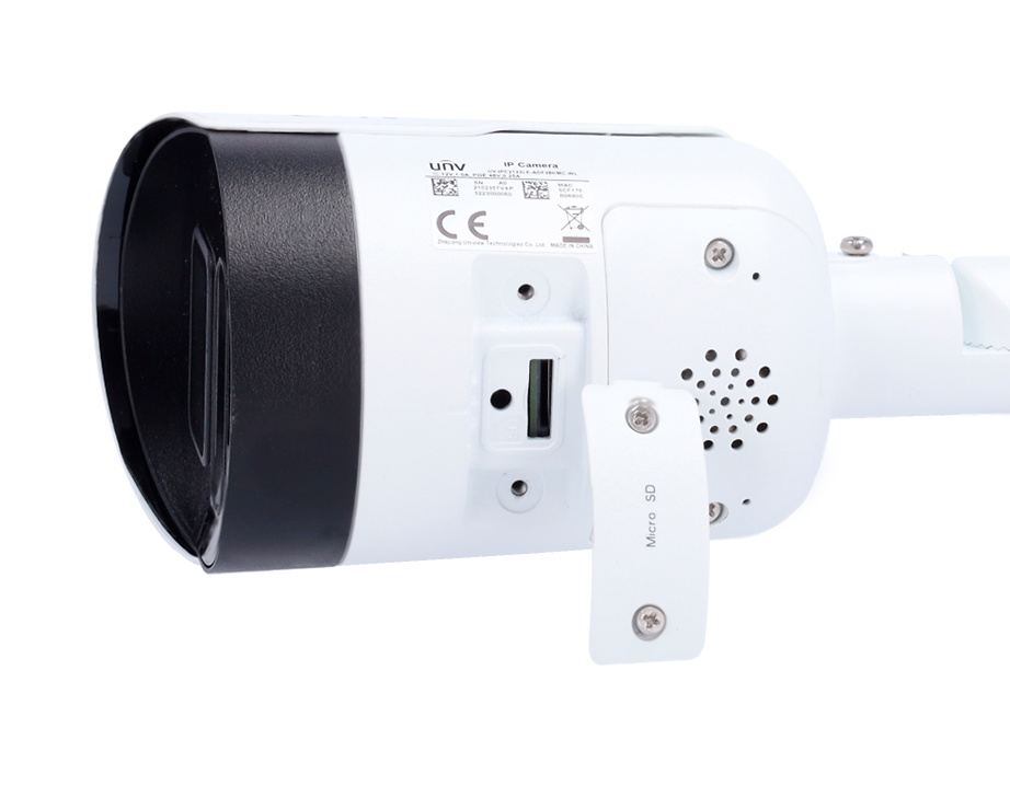 UV-IPC2122LE-ADF28KMC-WL | UNIVIEW - Cámara IP Bullet | 2 Mpx | Lente fija 2,8 mm | Leds IR 30 metros | Micrófono y Altavoz integrados | Algoritmo AI 