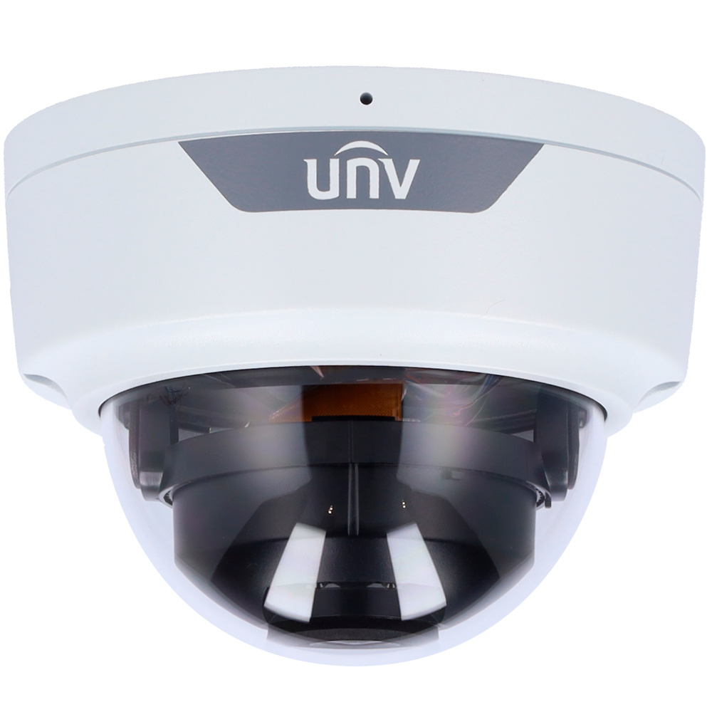 uniview-uv-ipc328ss-vista-frontal Vista frontal de la cámara domo Uniview UV-IPC328SS-ADF40K-I1 de 8 Mpx con lente de 4 mm y diseño robusto para exteriores, equipada con infrarrojos de 40 metros y protección antivandálica IK10