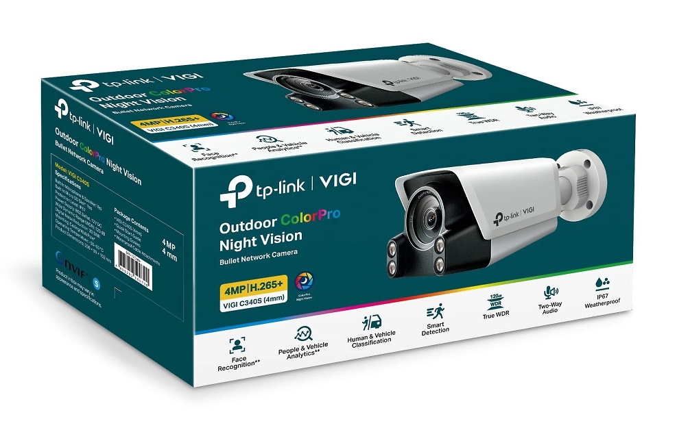 VIGI C340S(4mm) | VIGI TP-LINK | Cámara IP TP-Link | 4 Mpx | Lente Fija 4 mm | Leds IR y Luz Blanca 30 metros | Incorpora micrófono y altavoz 