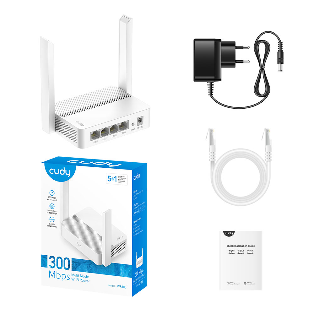 WR300 | CUDY - Router WiFI / Punto de acceso inalámbrico / Repetidor WiFi / WISP 