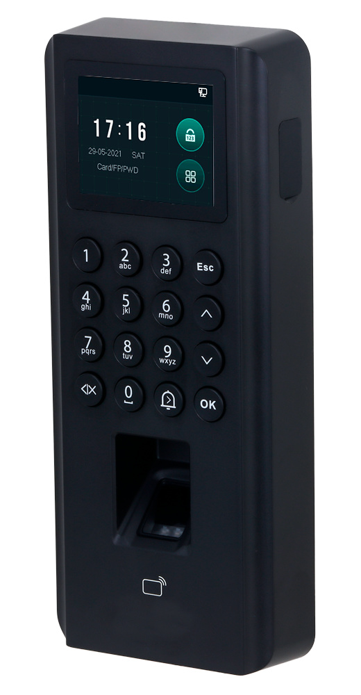 XS-AC2212-KFEM-WPOE | X-SECURITY - Terminal biométrico autónomo de control de Acceso y Presencia | Identificación por tarjeta EM, huella, contraseña y/o combinaciones 