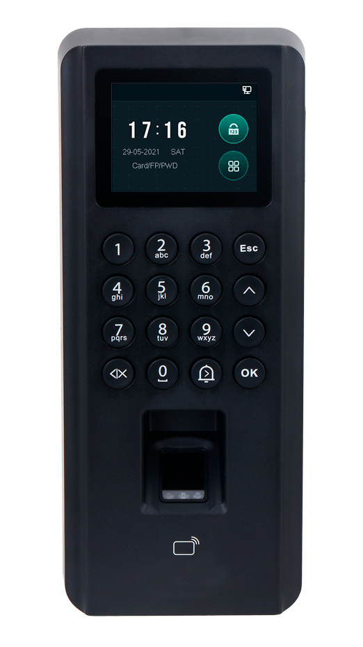 XS-AC2212-KFEM-WPOE  |  X-SECURITY  -  Terminal biométrico autónomo de control de Acceso y Presencia  |  Identificación por tarjeta EM, huella, contraseña y/o combinaciones