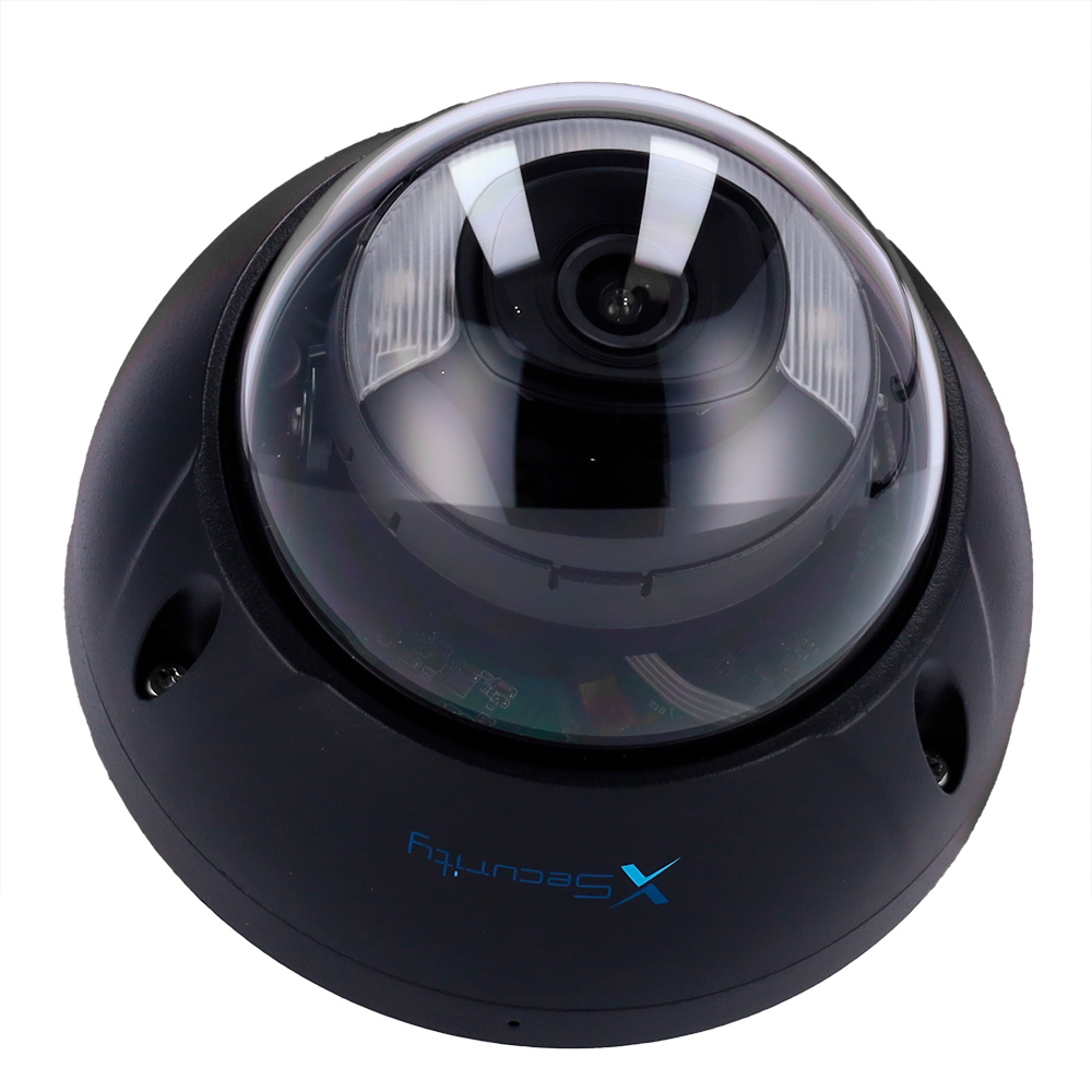 XS-IPD842A-8P-DL-WIZ-BLACK | X-SECURITY - Cámara IP domo | 8 Mpx | Lente 2,8mm | Dual Light (IR 30m y Luz Blanca 30m) | Micrófono integrado 