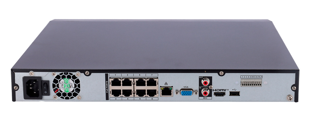 XS-NVR3208A-8P-AI | X-SECURITY - Grabador IP 8 canales | Resolución Max. 12 Mpx | Ancho de banda 256 Mbps | 8 puertos PoE 