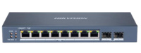 DS-3E1510P-SI  |  HIKVISION  -    Switch PoE Gestionable  |  8 puertos RJ45 Gigabit + 2 puertos SFP
