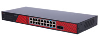 SF-SW2016HIPOE-GF-240  |  SAFIRE  -  Switch Hi-PoE  |  16 puertos + 2 SFP Uplink + 2 Uplink RJ45  |  240W Potencia PoE total  |  No Gestionable